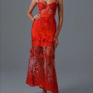 Rogo Lace Maxi Bandage Dress